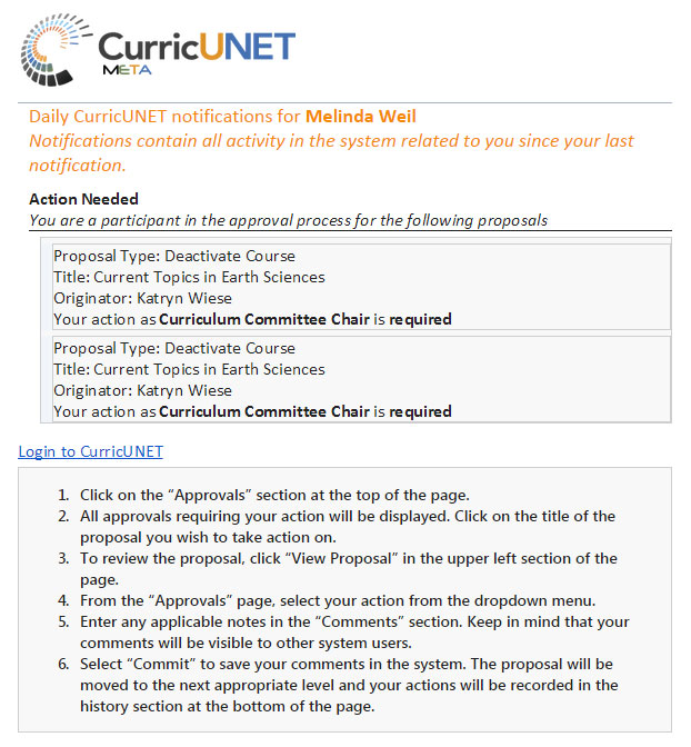 CurricUNET email