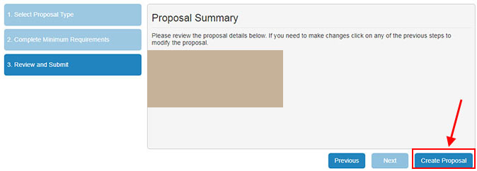 Proposal Summary Screen