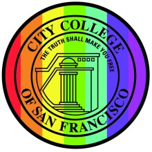 City College of San Francisco logo LGBTQ+ pride colors 