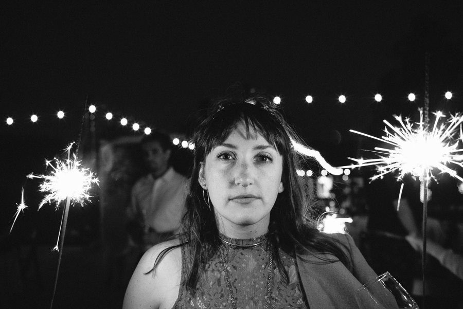 Model with sparklers