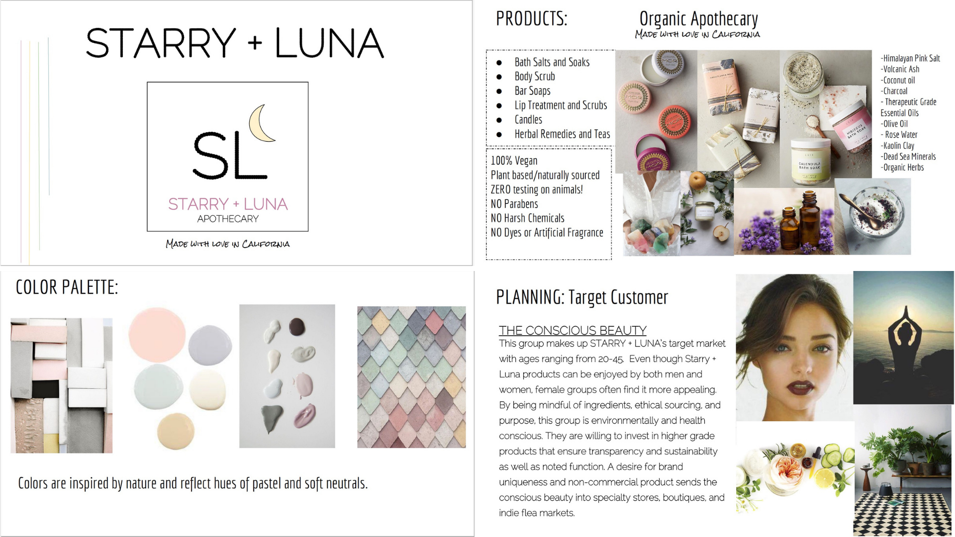 Screenshots of Starry + Luna products