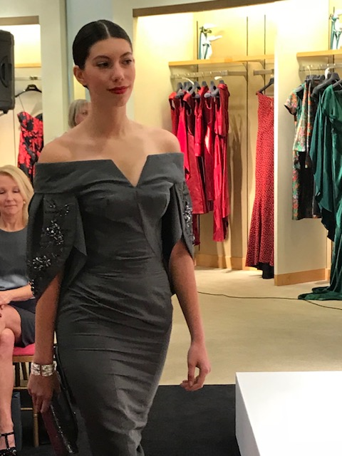 Model in gray dress