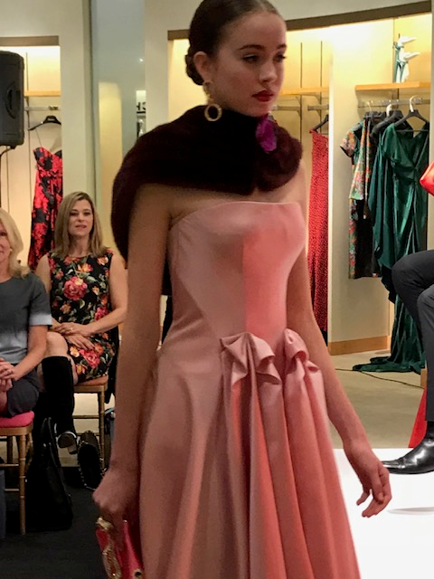 Model in pink dress