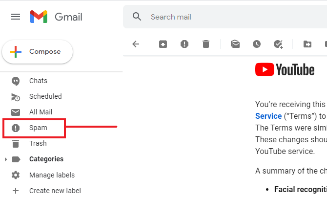 Gmail Spam folder check