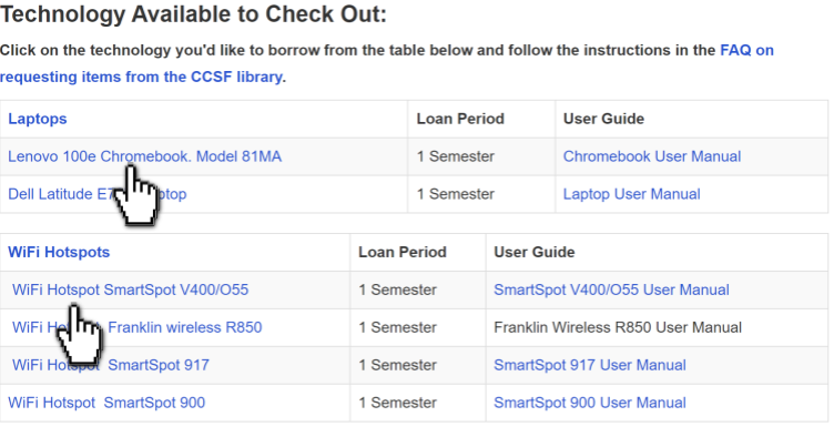 Choose Chromebook and WiFi Hotspot