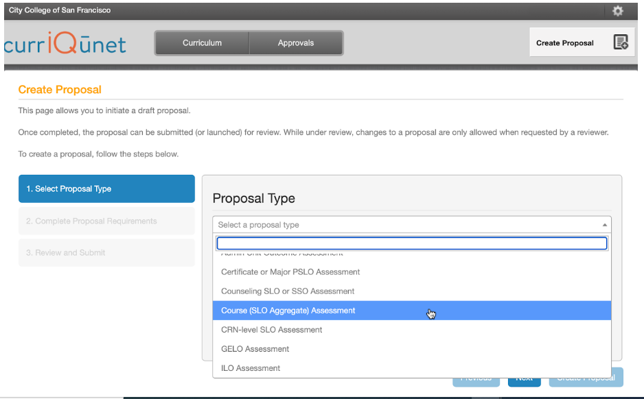 Create Proposal for SLO Aggregate Assessment Image