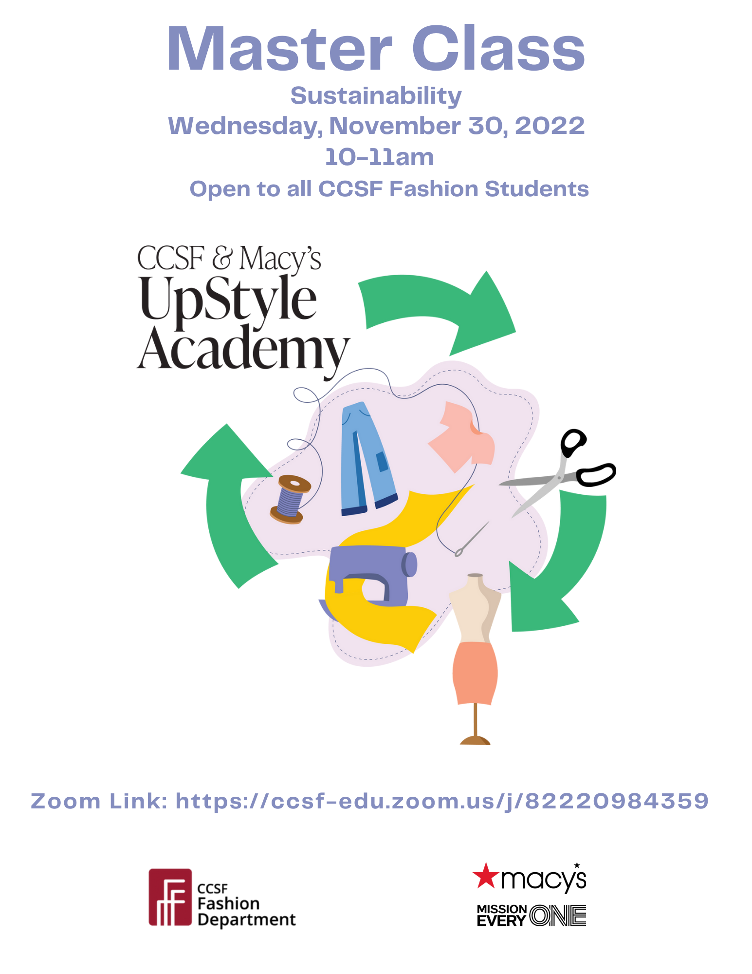 CCSF UpStyle Academy Master Class - Sustainability - November 30