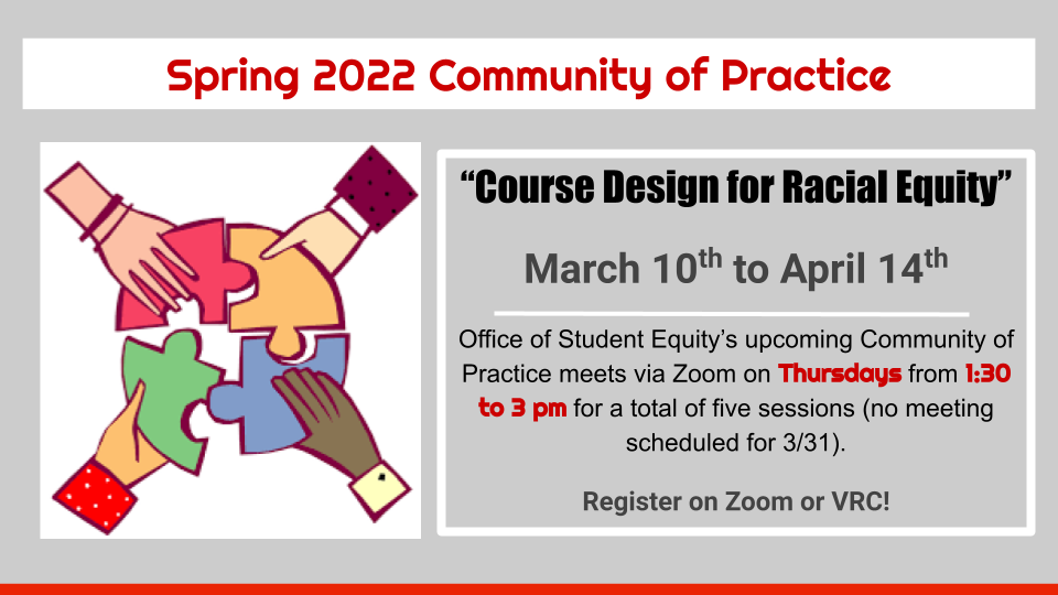 Flyer for spring 2022 community of practice.