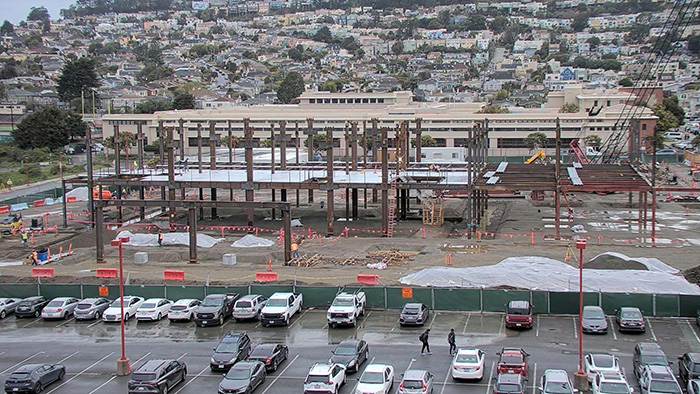 STEAM building construction, looking north