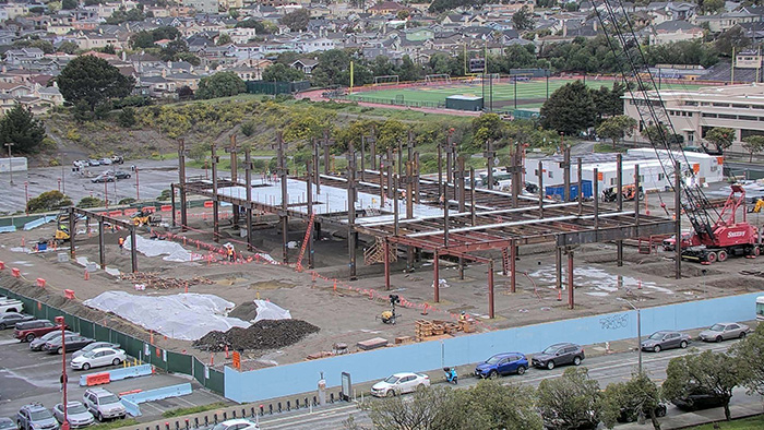 STEAM building construction, looking northwest