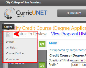 Screenshot of Report Menu Screenshot of Report Menu