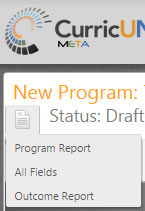 Screenshot of report menu