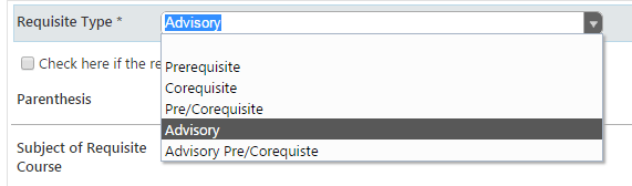 Requisite Type Requisite Type