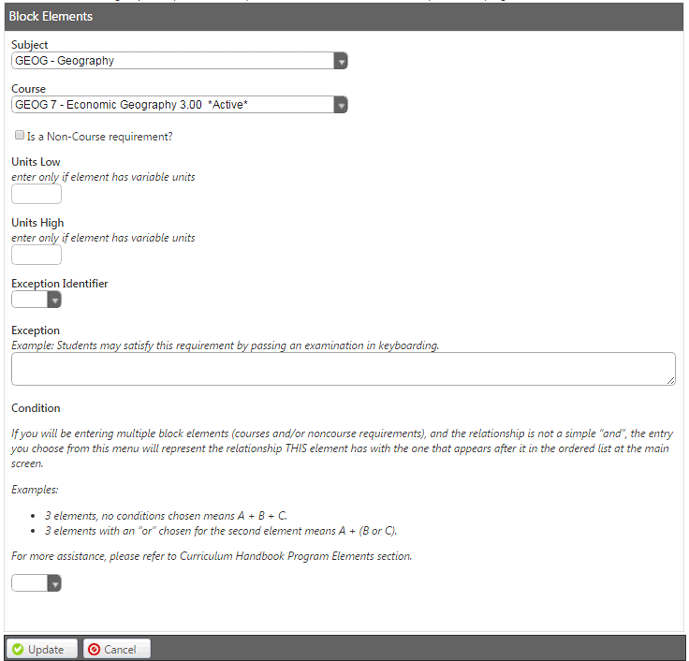 Screenshot of Editing Program Elements Screenshot of Editing Program Elements
