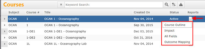 Course Lists Reports Course Lists Reports
