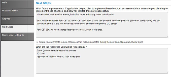 Program Assessment Next Steps Tab Program Assessment Next Steps Tab