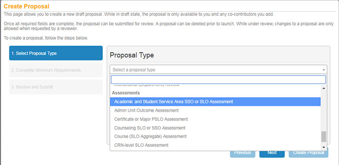 Create Proposal Screen 1