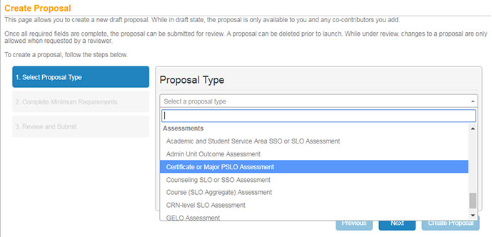 Create Proposal Screen 1