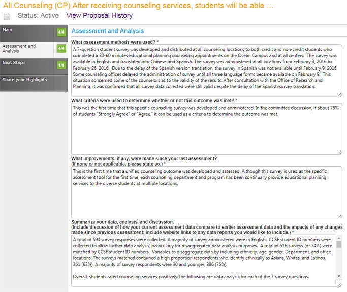 AUO/SSO Assessment Analysis Tab