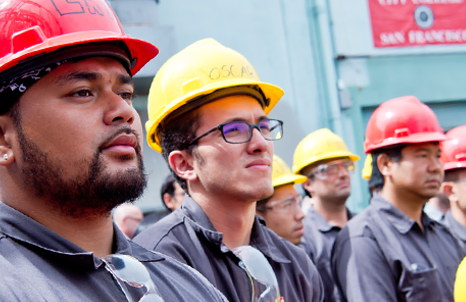 Evans Hero 1 Students wearing hard hats