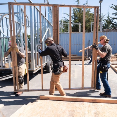 Students work in construction field