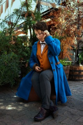 Photo of model in blue coat