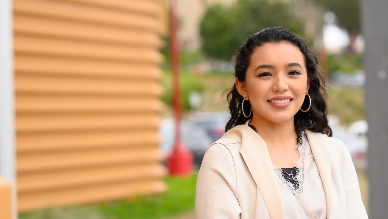 CCSF student stands on campus