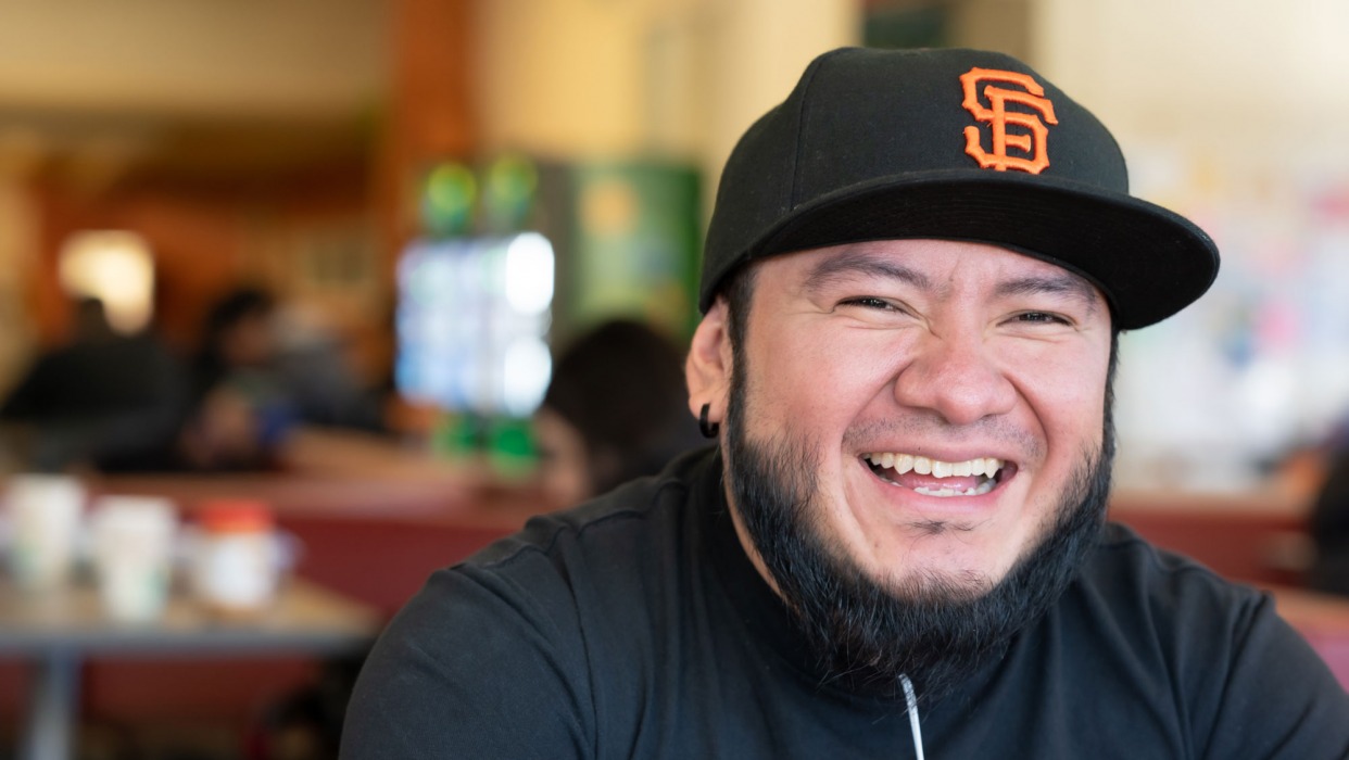 CCSF student sits in the common area