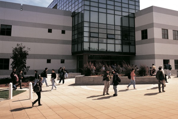 Students walk on campus