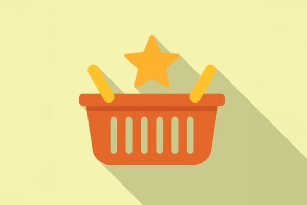 Shopping basket with star above it