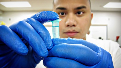 student works in a lab