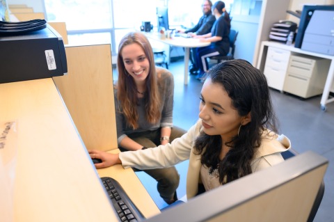 student using computer