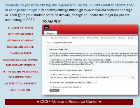 How to update and or change your major in your myRAM portal