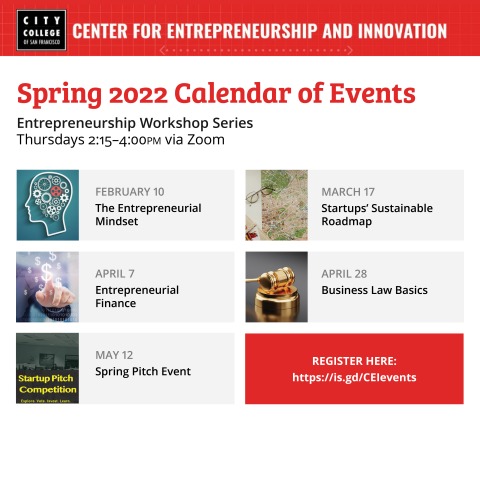 Spring 2022 Calendar of Events flyer