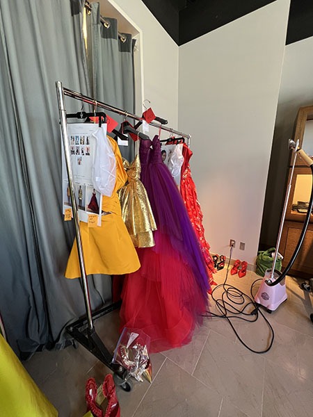 Dresses on clothes rack