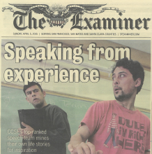 Front Page of Examiner, Sunday April 15th, 2015 with the hea