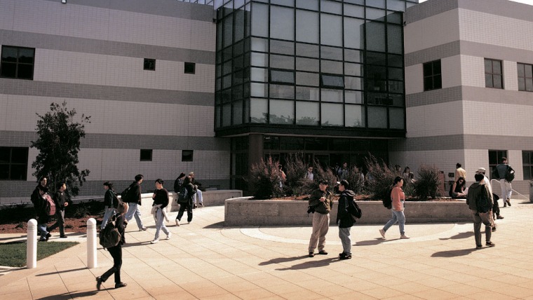 Students walk on campus